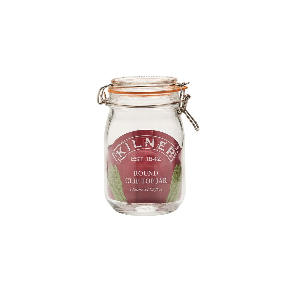 Kilner Clip Top Jar 2 Litre (2000ml) Airtight Glass Storage Jar for Preserving Fruits Vegetables Coffee Tea Rice Flour Nuts Pasta
