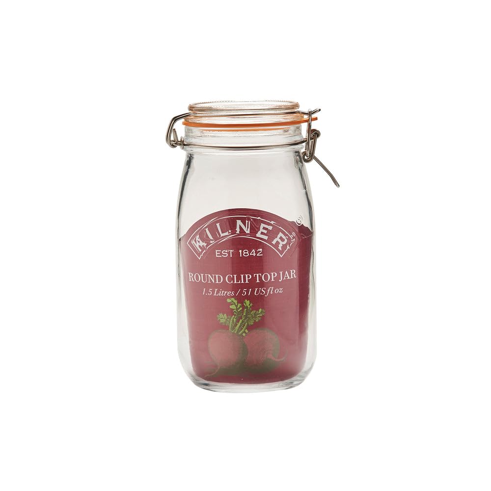 Kilner Clip Top Jar 2 Litre (2000ml) Airtight Glass Storage Jar for Preserving Fruits Vegetables Coffee Tea Rice Flour Nuts Pasta