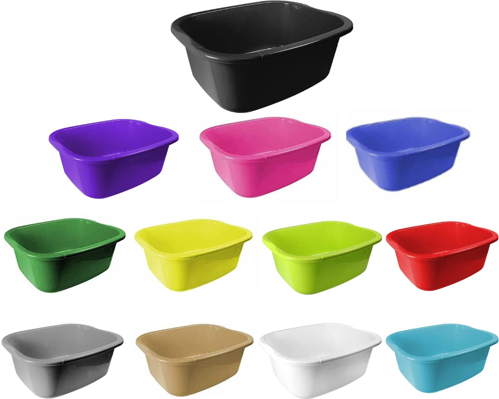 11 Litres Washing Up Bowl Rectangular Plastic Multi-Purpose Basin Mixing Sink Tidy Organizers (Grey)