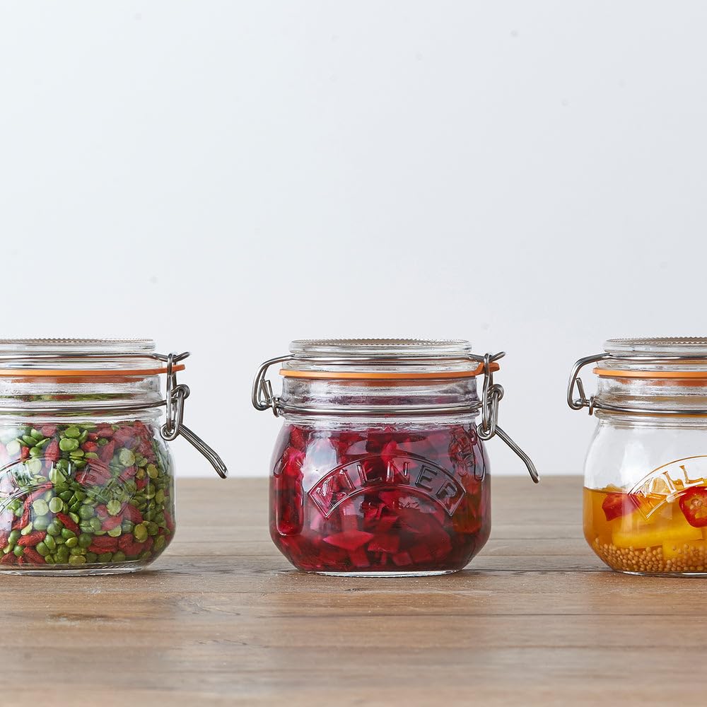 Kilner Clip Top Jar 2 Litre (2000ml) Airtight Glass Storage Jar for Preserving Fruits Vegetables Coffee Tea Rice Flour Nuts Pasta