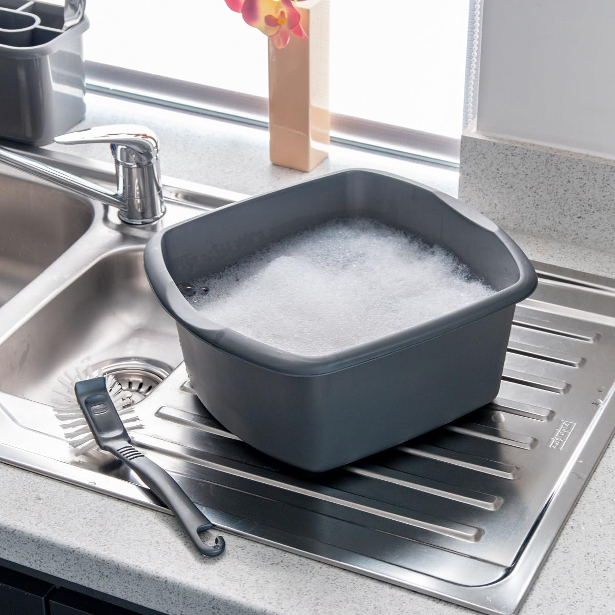 Addis 8 Litre Small Rectangular Bowl, Metallic Silver, 8L, 319251