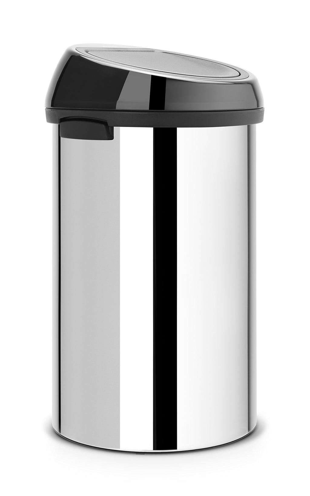 Brabantia 60 Litre Large Kitchen Touch Bin (Brilliant Steel/Matt Black Lid) Removable Lid, Soft-Touch Open, Easy Clean Rubbish Food Waste Bin