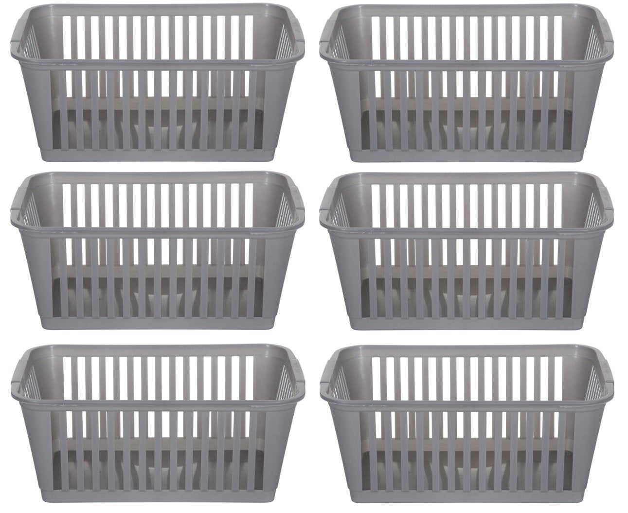 25 cm Silver Plastic Handy Basket Storage Basket - Pack of 6